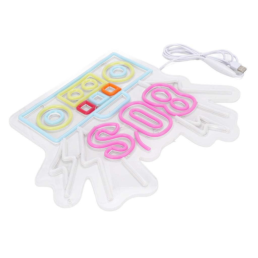 80 s Neon Sign Multi Color LED Strips Acrylic Panel 80 s Wall Decor for Bar Party Shop Cafe