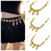 Metal Flower Waist Chain Rhinestone Hollow Out Belt Vintage Belly Chains  Dance Dress