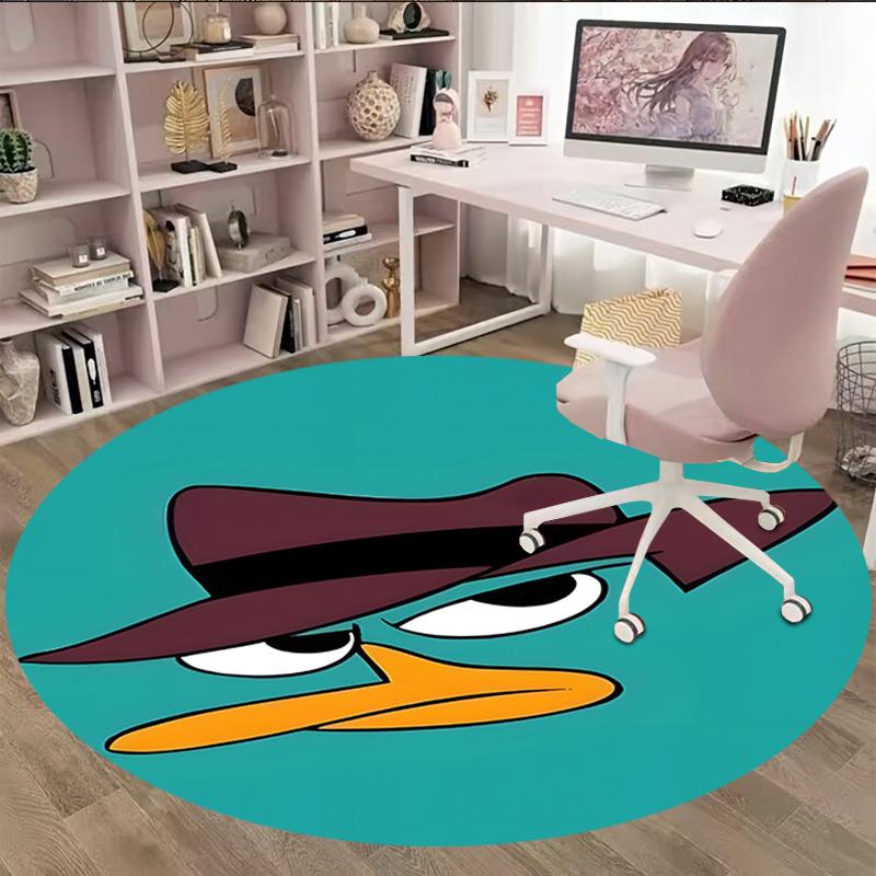1pc Phineas and Ferb1 Carpet, Round Rug, Comfortable, Suitable for Entryways, Living Rooms, Office, And Bedrooms, Christmas Decoration