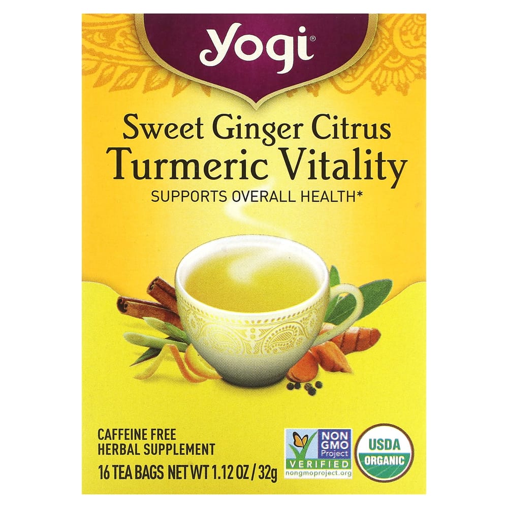 Yogi Tea Sweet Ginger Citrus Turmeric Vitality Caffeine-Free Herbal Tea, 16 Tea Bags, 32g (1.12oz)