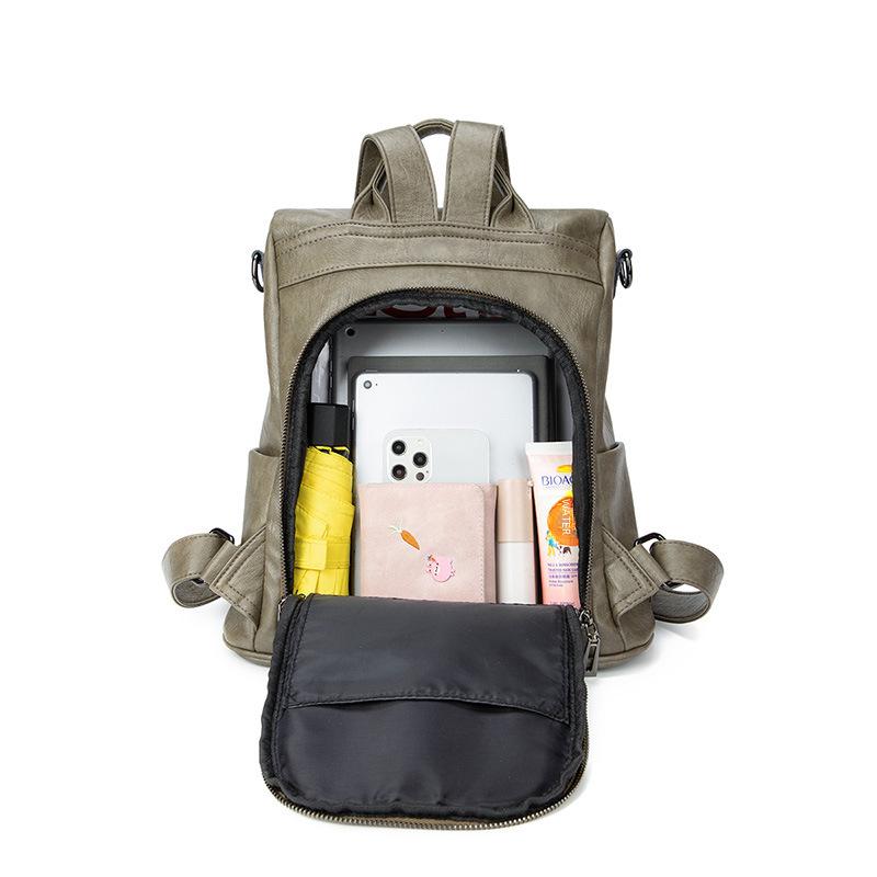 Korean Style Women's 2025 Summer Soft Leather Backpack - Large Capacity, Anti-theft, Versatile Casual Travel Bag