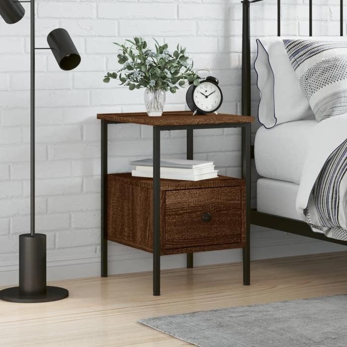 VidaXL Bedside Table Brown Oak 34x36x50 Cm Engineered Wood 826051