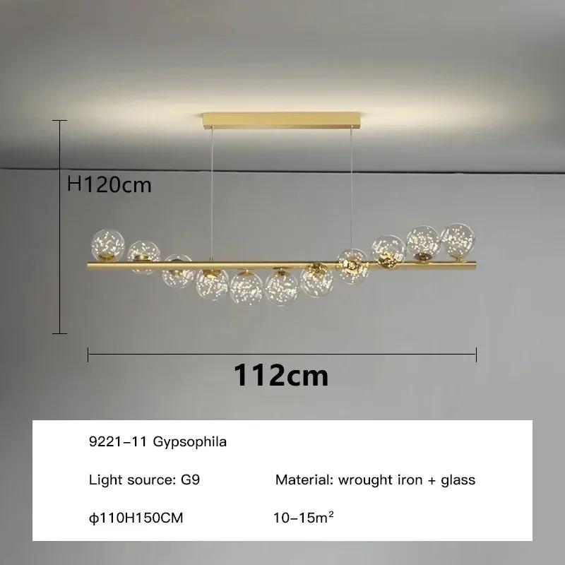 Modern minimalist ceiling chandelier glass ball LED long dining table dining room chandelier kitchen chandelier office hanging