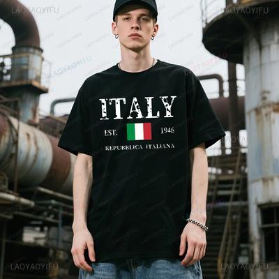 Man Letter Italy Mens Hip Hop Tshirts New Summer Funny Printed Cotton Breathable Short Sleeve Tees Tops Woman Fashion Tshirt