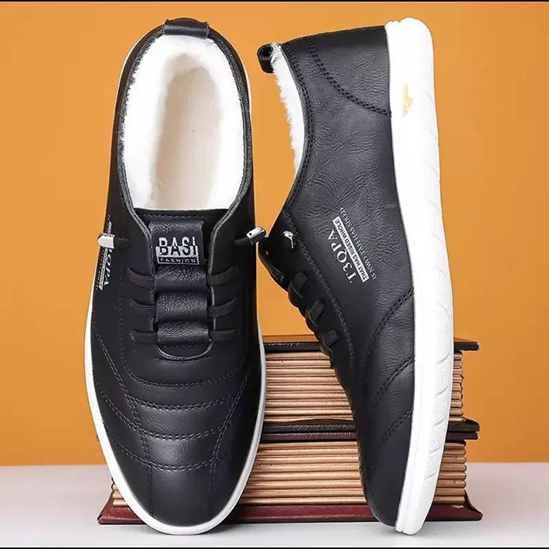 New round head men's casual shoes business trendy men's cow single shoes little white shoes leather shoes