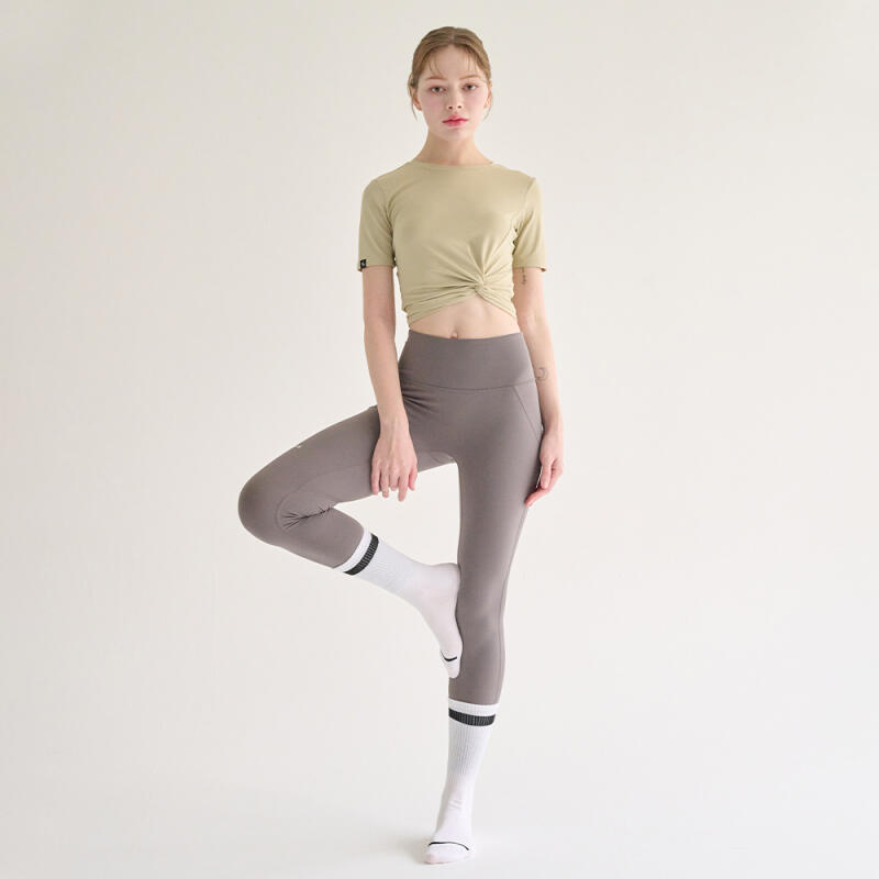 Women's Non-Slip Pilates Line Point Crew Socks (4 Pairs)