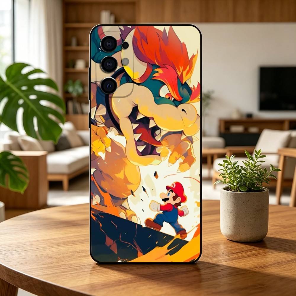 Cartoon Super-T MarioS Bros  Phone Case For Samsung S25,S24,S21,S22,S23,S30,Ultra,S20,Plus,Fe,Lite,Note,10,Black Cover