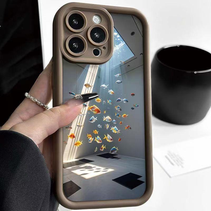 Suitable for Apple 16 Pro Max, 17 Pro Premium, 15 Creative, 14 Pro New, and 13 Creative phone cases for schools of fish in water