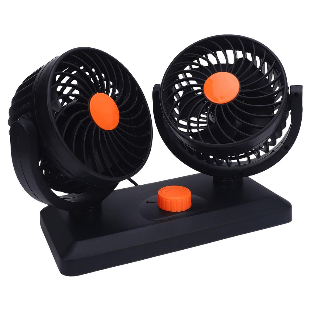 Doppelkopf-Autoventilator 2 Geschwindigkeiten 360 Grad drehbar Zigarettenanzünder-gespeister Autokühlventilator für SUV Wohnmobil LKW