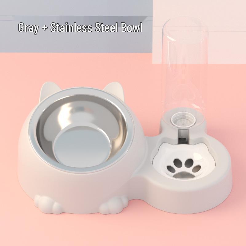 

Automatic Cat & Dog Bowl: Integrated Water & Food Feeder with Anti-Tip Design for Neck Protection