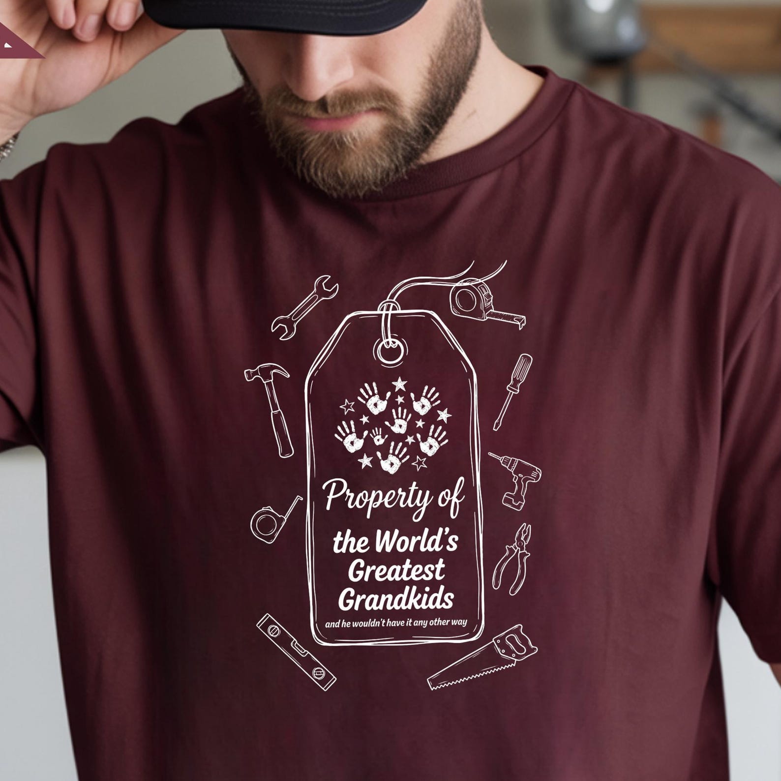 Property of the World s Greatest Grandkids Grandpa T-Shirt, Tool Lover Gift, Handyman Graphic Tee, Comfort Colors® Shirt S