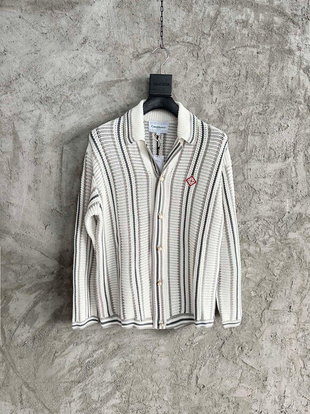 

CASABLANCA Sicilian Style Handmade Woven Stripes Unisex Long Sleeve Cardigan Sweater M сірий колір