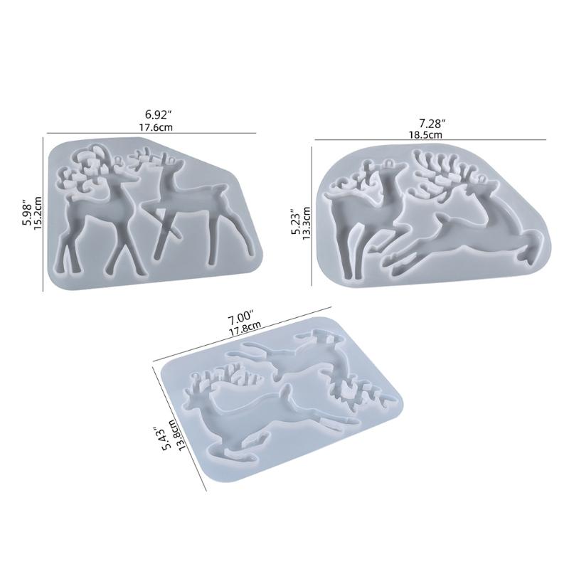 Weihnachtsrentier-Formen Handgefertigte Harz-Ornament-Formen mit Aufhängeloch Einfache Entformung Ohne Rückstände für Schlüsselanhänger DIY-Bastelarbeiten