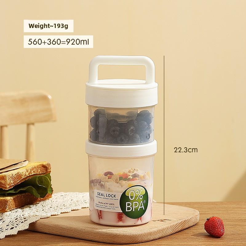 Portable Fruit Oatmeal Breakfast Cup With Spoon For Students And Office Use