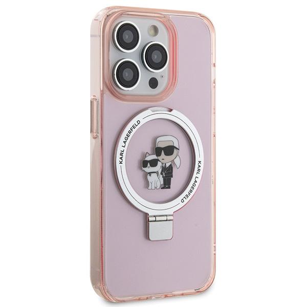 Karl Lagerfeld KLHMP15LHMRSKCP iPhone 15 Pro 6.1" Pink Hardcase Ring Stand Karl&Choupettte MagSafe