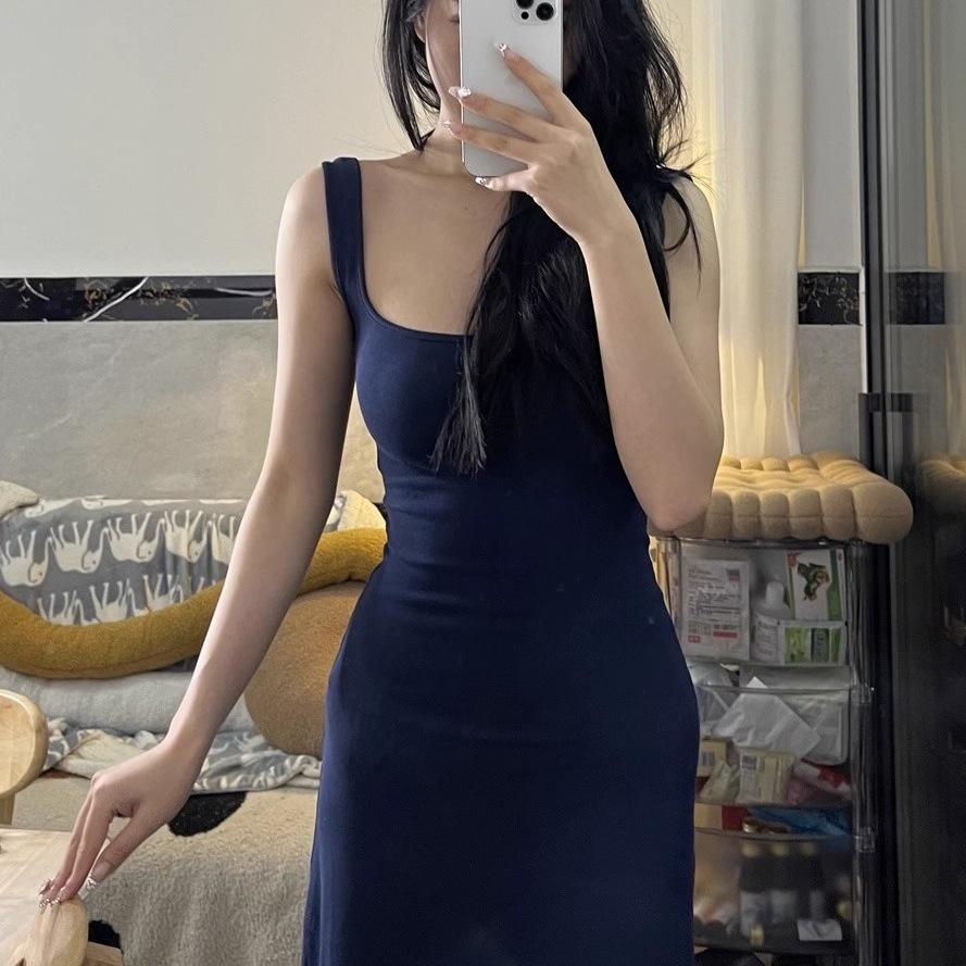 Spring/Summer 2026 Navy Blue Sleeveless Maxi Dress for Tall Women