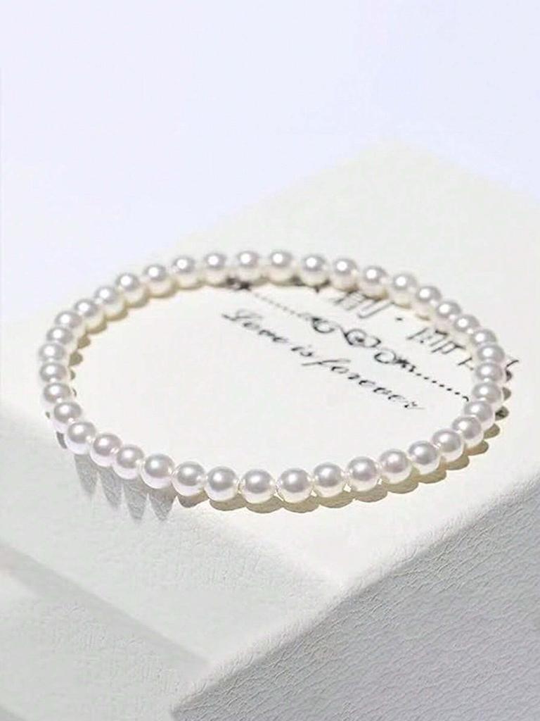 Set de 2 pulseras de perlas artificiales, Delicados brazaletes elásticos de cuentas, Brazaletes de perlas boho apilables para mujeres, Regalos de joyería para damas de honor