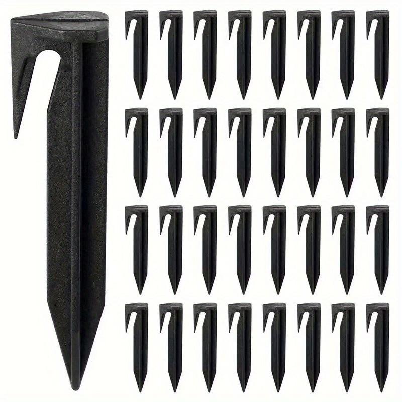 50Pcs Black Plastic Wire Ground Spikes Lawn Mower Lawn Cable Signal Line Spikes for Outdoor Garden Boundary Line Marking Grassland Camping Tent