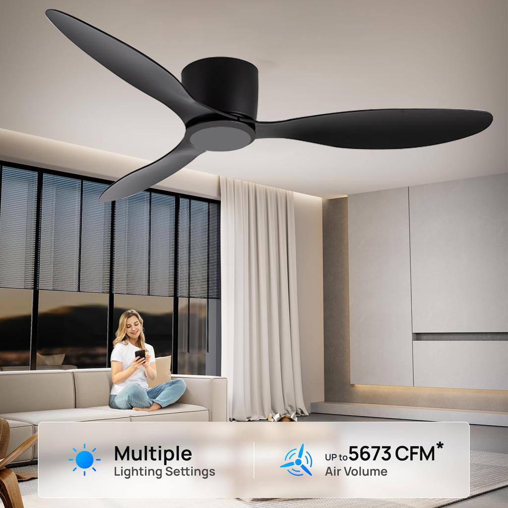 IRALAN Modern Ceiling Fan Without Lights DC Motor 6 Speeds Timing Fans 20CM Low Floor Loft Remote Control Lux&vitae Fan