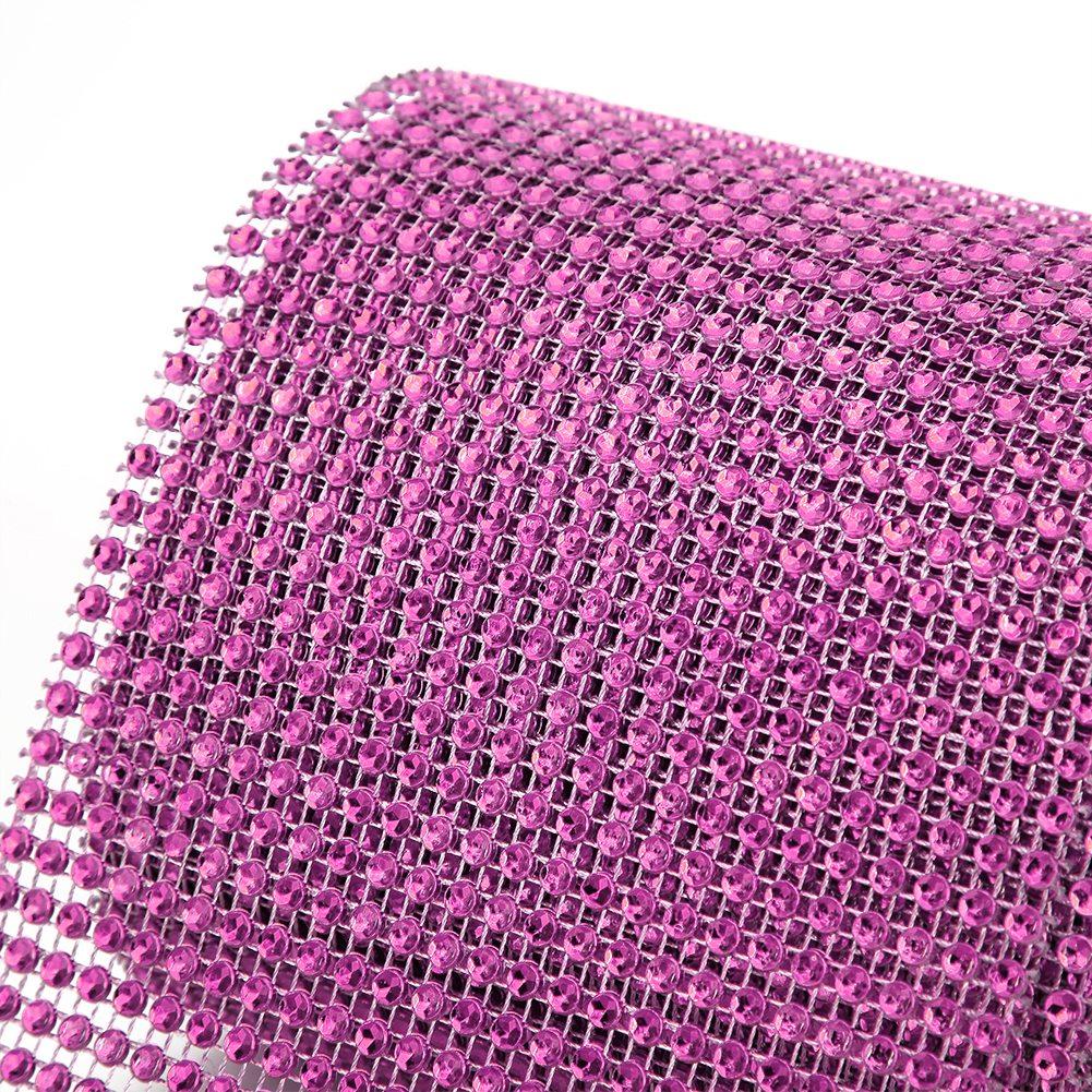 9m 24 Rows Electroplating Plastic Artificial Rhinestone Ribbon Mesh Wedding Clothing