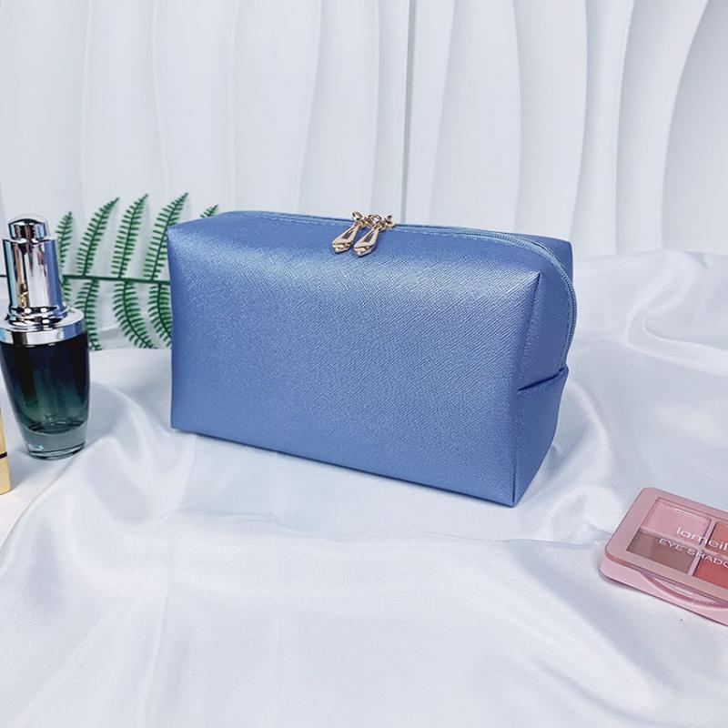 Dopaminová kožená kosmetická taška na úschovu make-upu, osmihranná malá čtvercová taška, jednoduchá jednobarevná dárková kosmetická taška