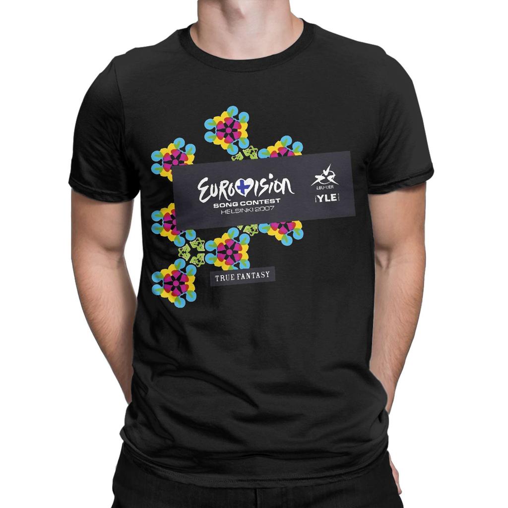 Pánske tričká Eurovision Song Contest 2007 Čistá bavlna Zábavné tričká s krátkym rukávom a okrúhlym výstrihom Originálne tričko