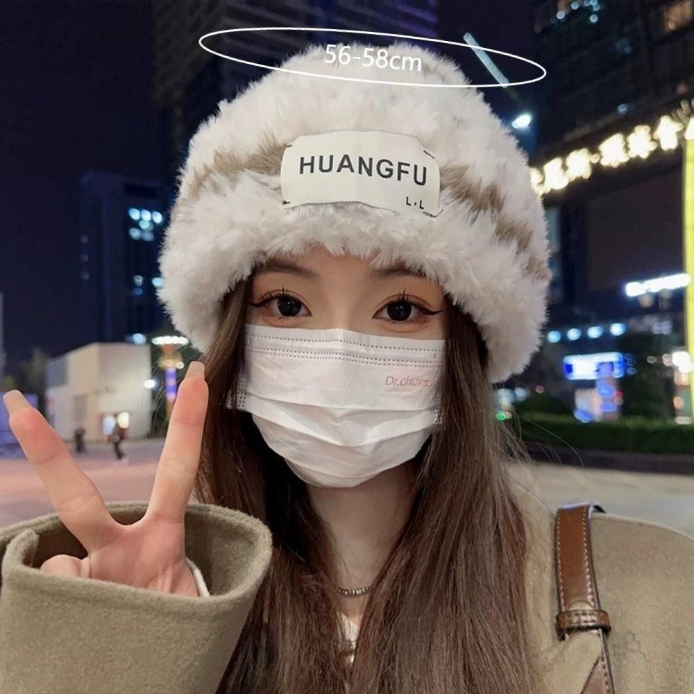 Big Size Pile Hat Wool Stripes Winter Cap New Knitted Hat Women