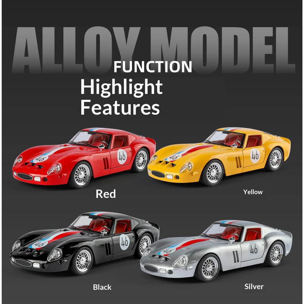 1/24 Maßstab Ferrari 250-GTO Legierungsauto Modell Simulation Ton und Licht Retro Sportwagen Spielzeugauto Sammlerstück Geschenk Ornament