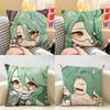 Beidou Cute Genshin Game Cushion Cover Natural Linen Organic Fabric DoubleSided Printing Room Sofa Decor Pillow Case