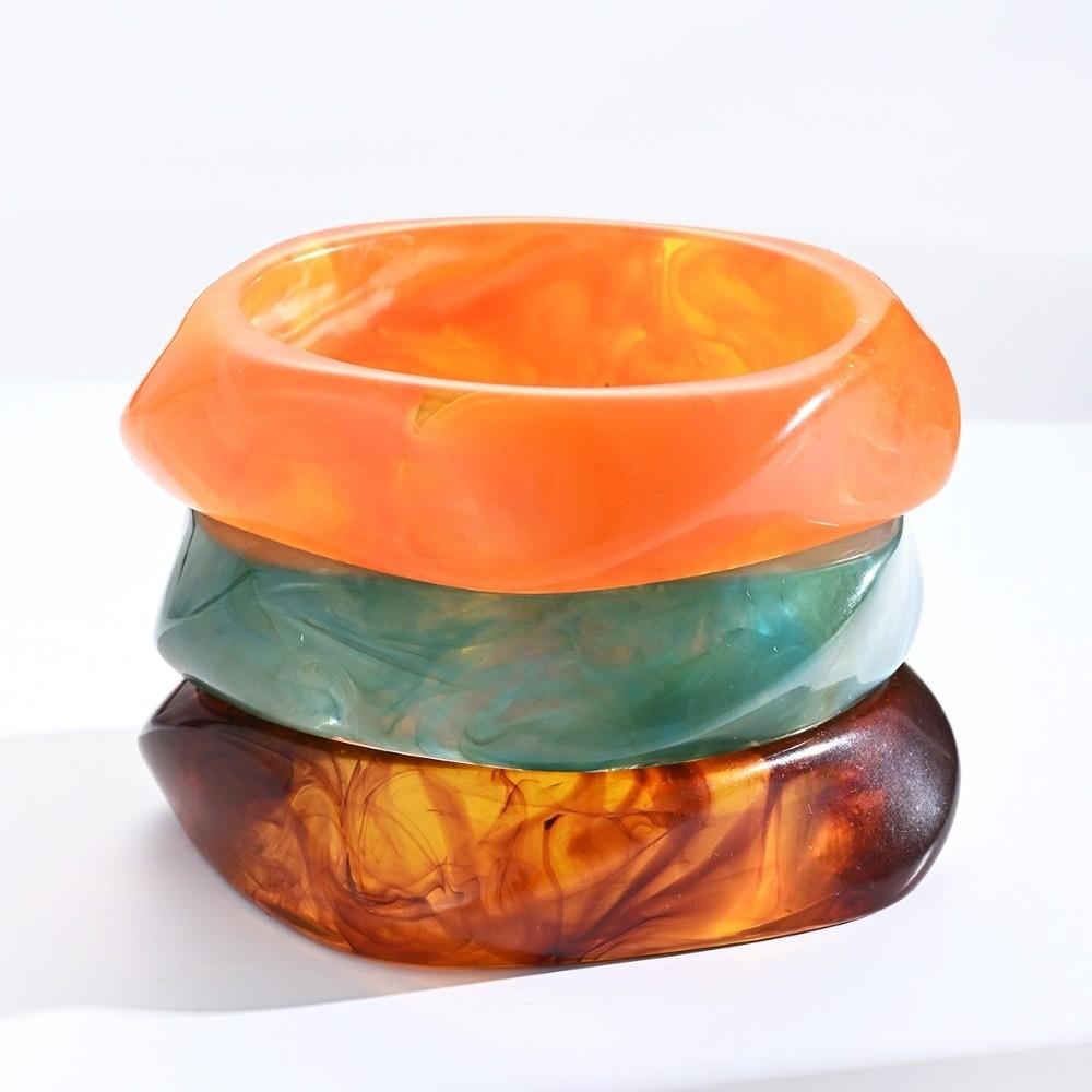 Translucent Acrylic Bracelets Gradient Chunky Cuffs Wrist Jewelry Resin Bangles  Trendsetters Style 1