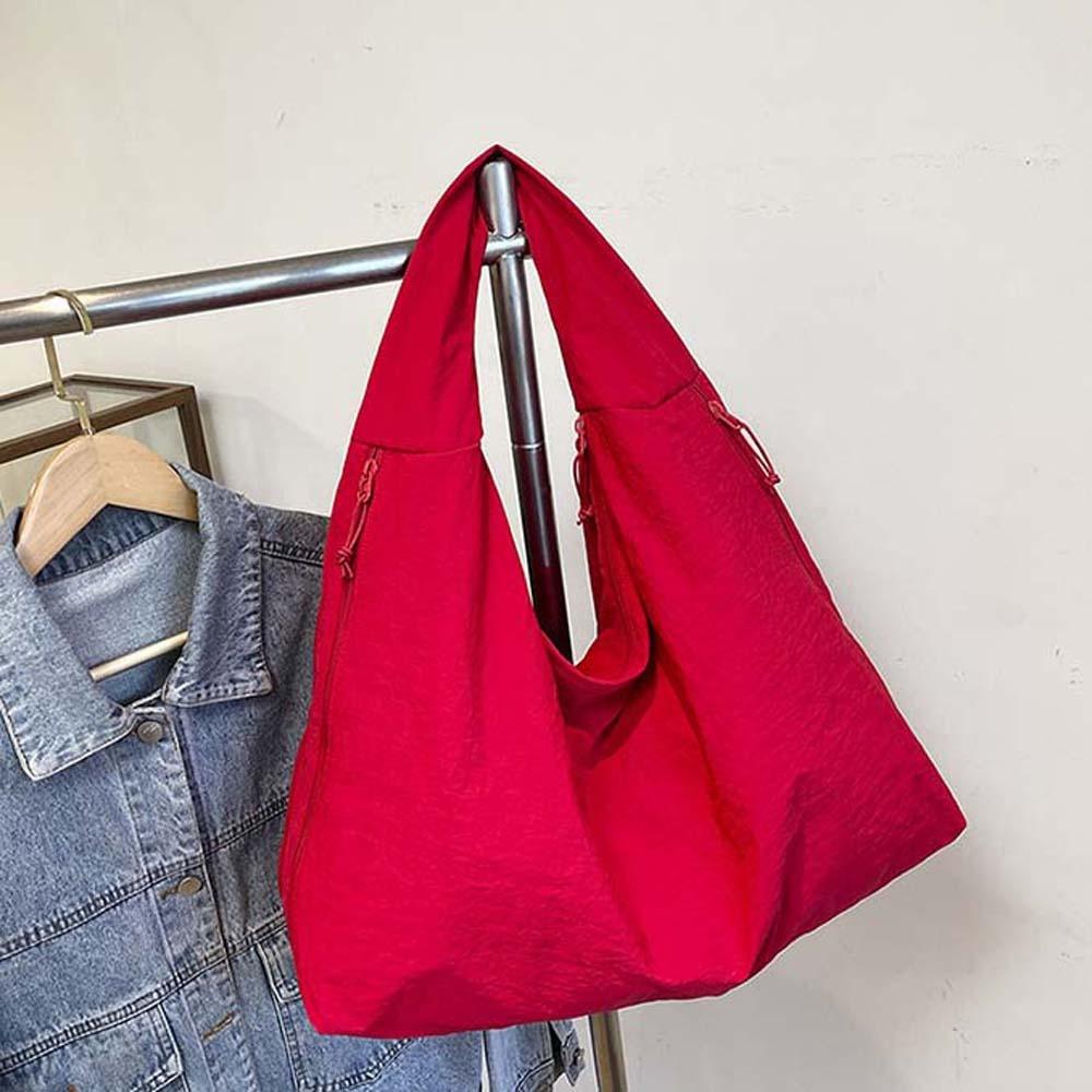 Double Zipper Design Large Capacity Tote Bag Multi-Pocket Storage Pouch Nylon Shoulder Bag  Outdoor