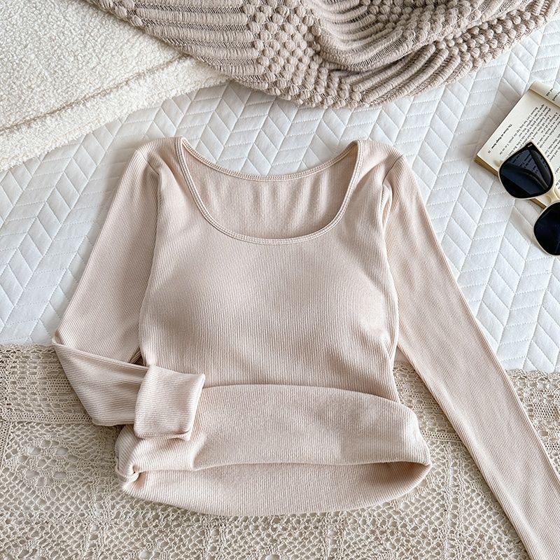 

Women s Thermal Brushed Long-Sleeve Square Neck T-Shirt with Chest Pad M (70-105 jin)