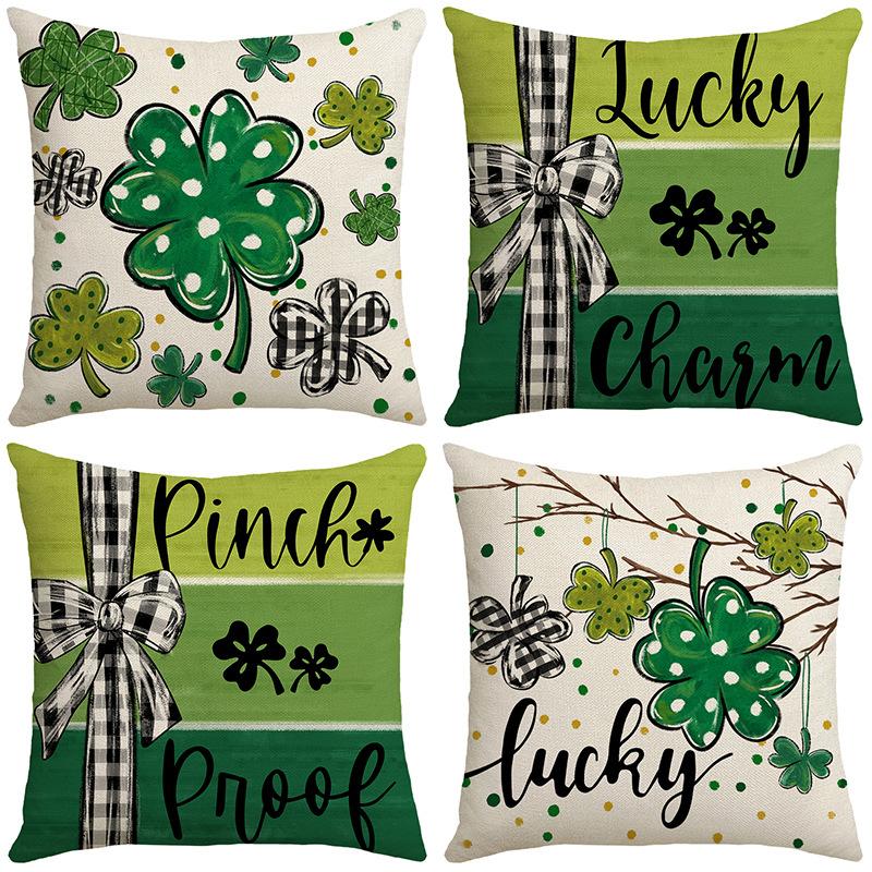 New St. Patrick's Holiday Decorative Pillow Case Home Sofa Lucky Letter Printed Waist Pillow