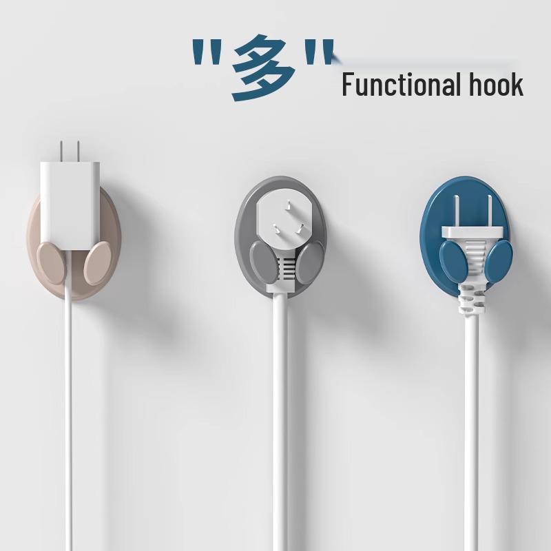 Strong Adhesive No-Drill Plug Hook for Kitchen Wall Power Cord Storage