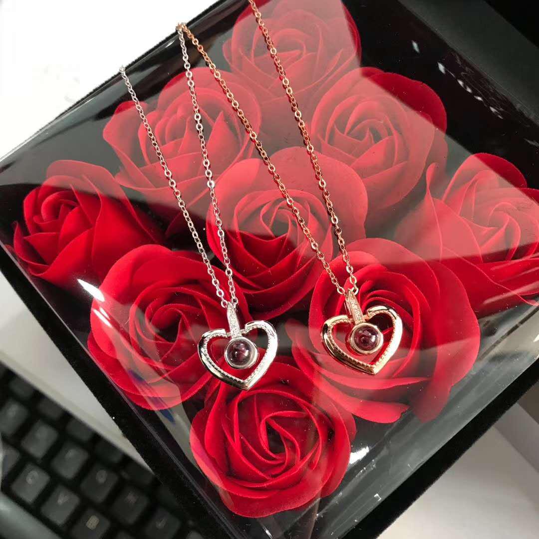 

Серебряное колье 925 пробы с проекцией Я люблю тебя - подарок на День святого Валентина 925 Silver