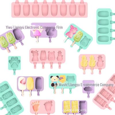 DIY Cartoon Eiscreme Eis am Stiel Formen mit Deckeln - Set mit 3 Silikonformen