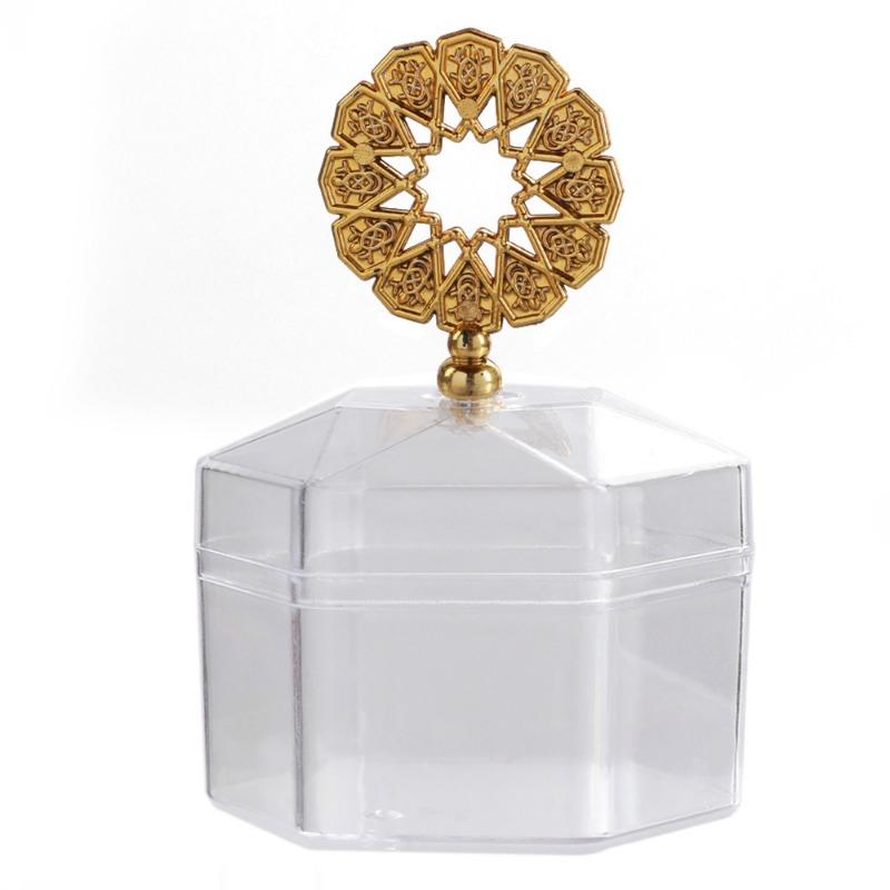 Wedding Candy Box Electroplated Gold Candy Box Transparent Hexagonal Packaging Box Plastic Box