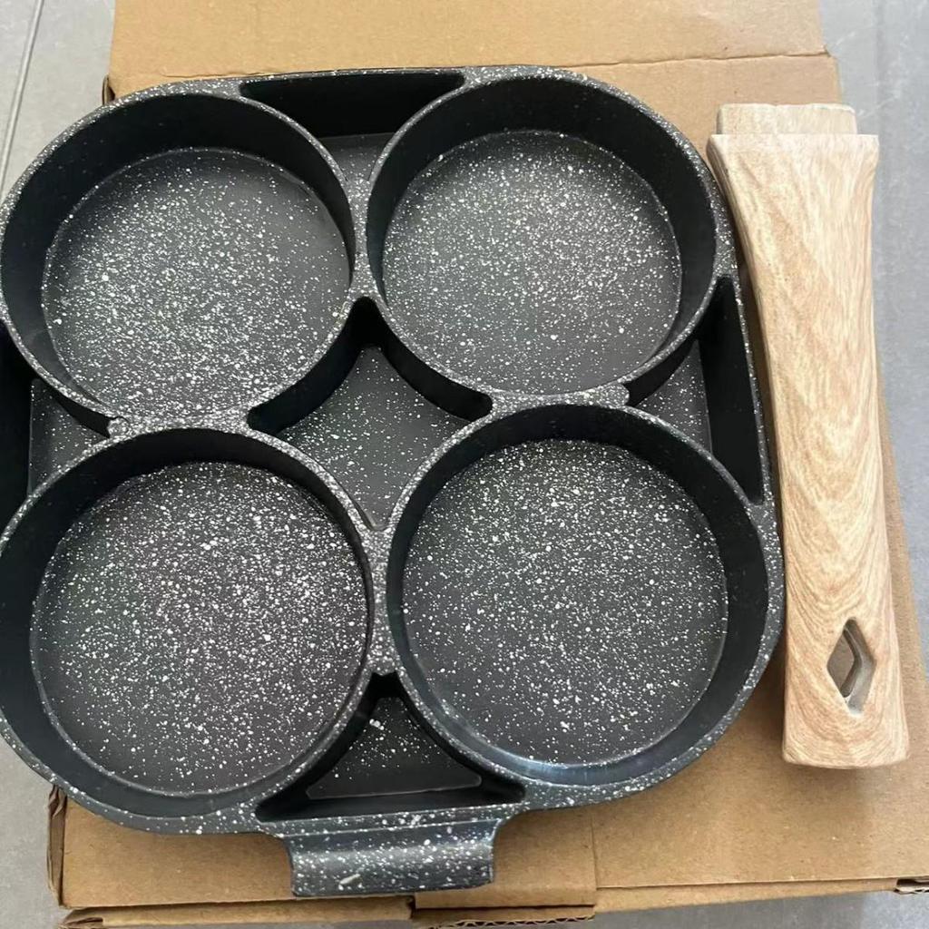 Non-Stick Four-Hole Frying Pan for Burgers, Eggs, and Pancakes