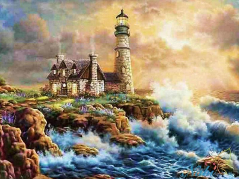 Diamantmaling Landskap 5D Diamantmaling Full Drill Korsstingsett Diamantmaling Full Drill Rund