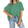Loose Round Neck Batwing Sleeve Striped Pullover Short Sleeve Casual T Shirt