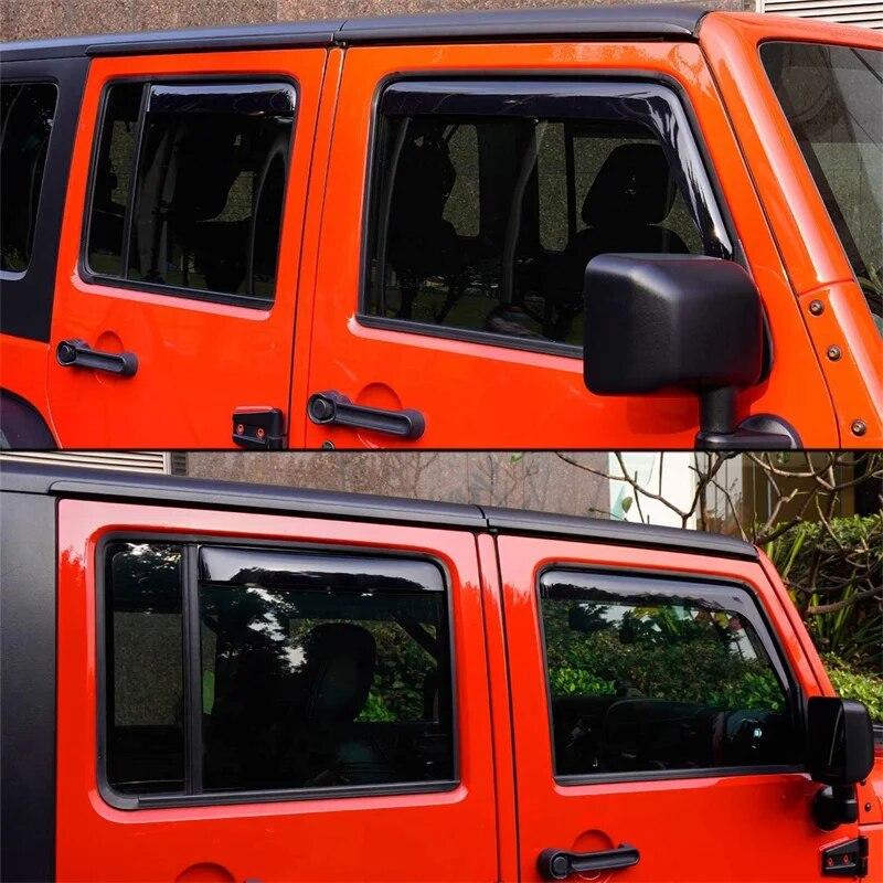Autofenster-Sonnenblende, Deflektorschild, Regenschutz, Sonnenblende, Schutz für Jeep Wrangler JK JL Unlimited 4-Türer 2007-2017 2018-2023