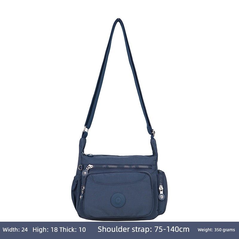 

Single Shoulder Small Bag Multi-Layer Large Capacity Waterproof Nylon Cloth Dark Blue