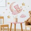 Goodnight Bear with Moon and Stars Wall Sticker Calm Dreamy Self-Adhesive Removable Decor for Kids Bedroom Nursery Sleeping Area