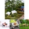 Miniature Garden Bench Set Durable Resin White Chair And Brown Table Micro Landscape Decor