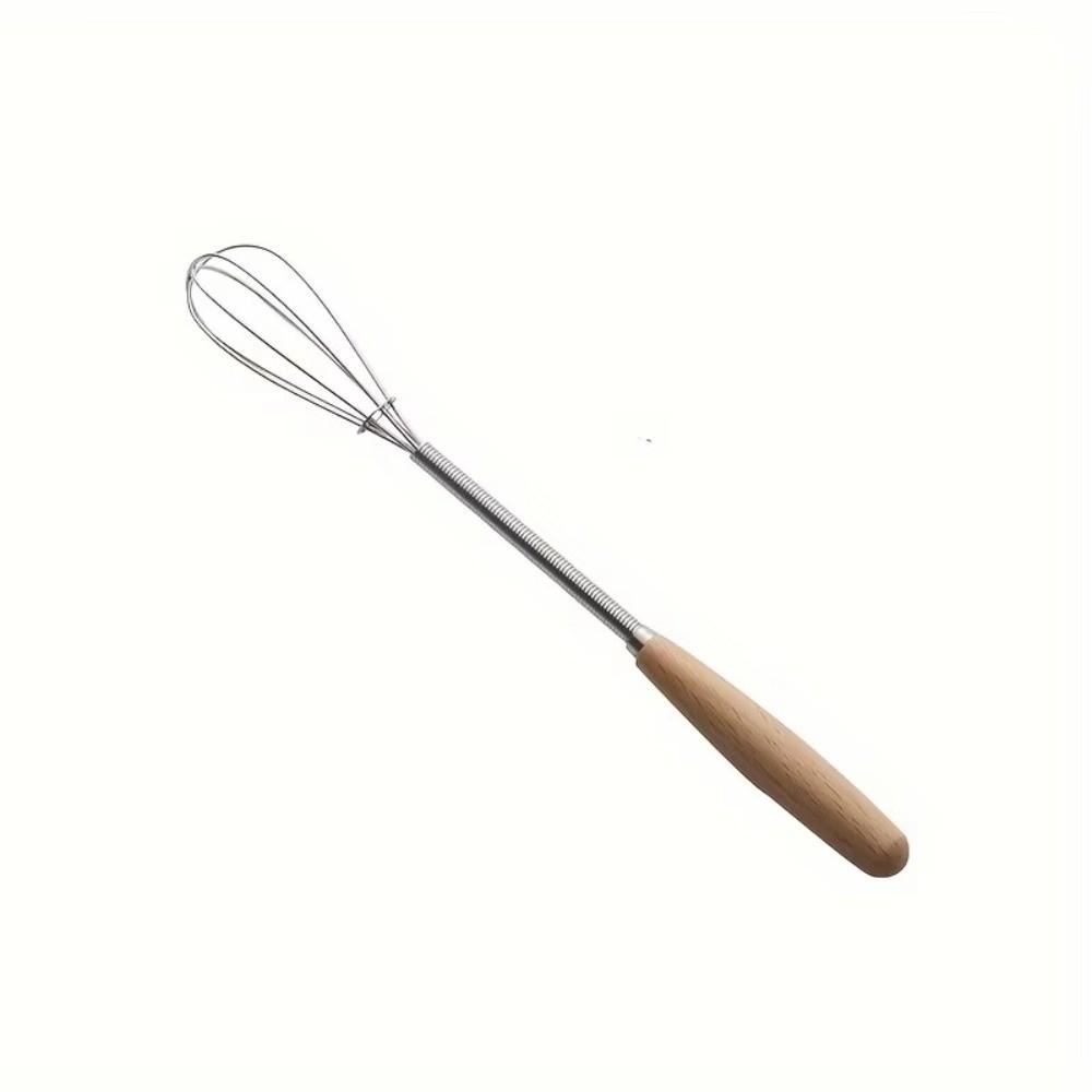 Mini Kitchen Whisk Solid Wood Handle Stainless Steel Whisk Durable Milk Whipper  Kitchen Use