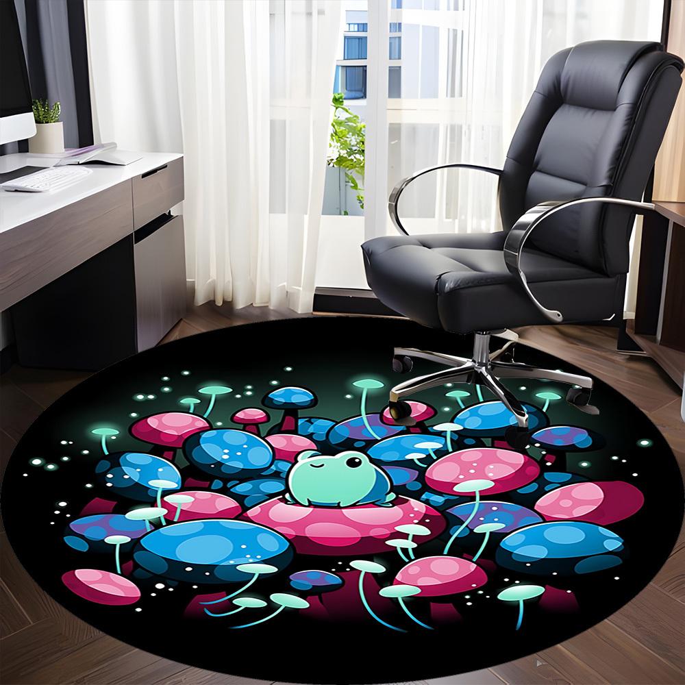 1pc Mushroom Fantasy Office Round Area Rug, Under Office Chairs Bedroom Living Room Home Decor, Room Deco, Available in Various Sizes 195