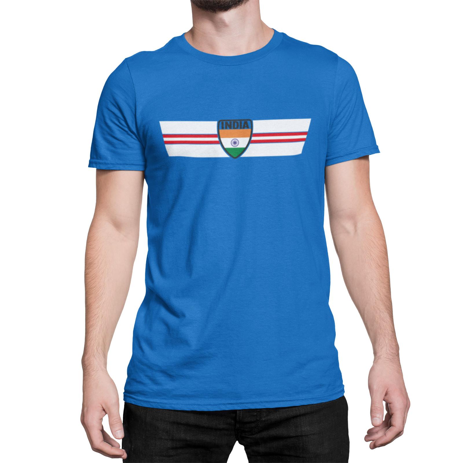INDIA Retro Strip Mens Country T-Shirt Mens Womens Tees Top Cricket Sports Patriotism Gift S