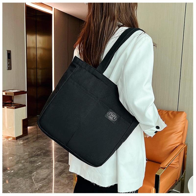 2025 Pure Color Simple Large Capacity Shoulder Bag Tote Shopping Bag