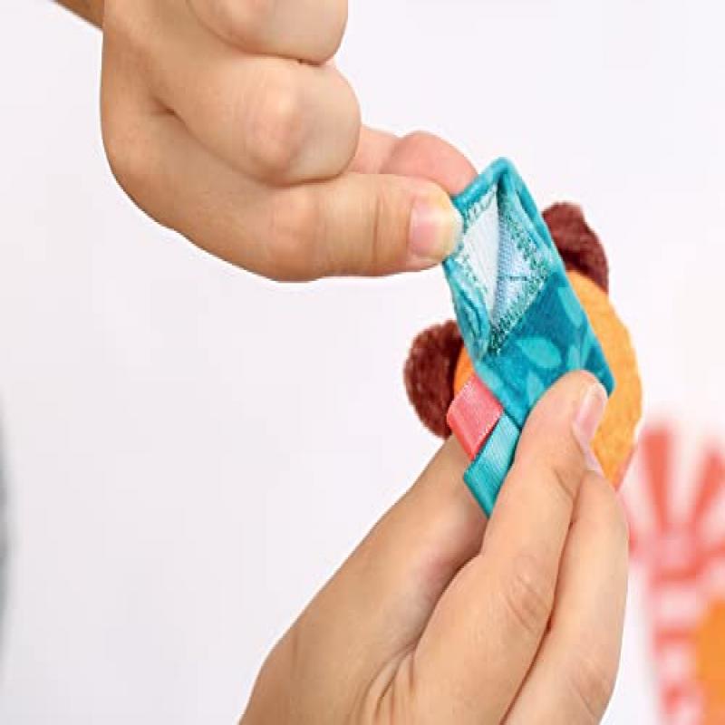 LUDI Baby Wrist & Ankle Rattles, Newborn Sensory Stimulation Toy, 2 Socks + 2 Adjustable Animal Head Bands, Develops Fine Motor Skills