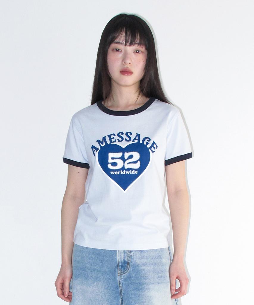AMES-WORLDWIDE 52 Heart Ringer Crop Tee Blue